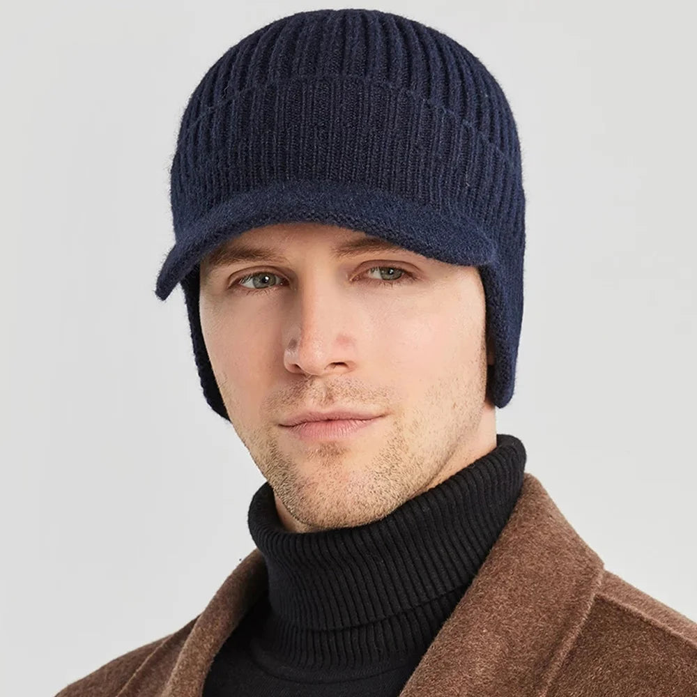 Unisex Winter Knitted Hat Outdoor Cycling Ear Protection Warmth Peaked Cap Casual Fashion Sunhat Bomber Hats 56-61CM