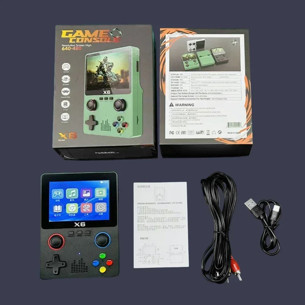 X6 Game Console Retro Video Game Console 3.5/4'' IPS Screen Portable Handheld Game Player 10000+ Classic Games Children Gifts