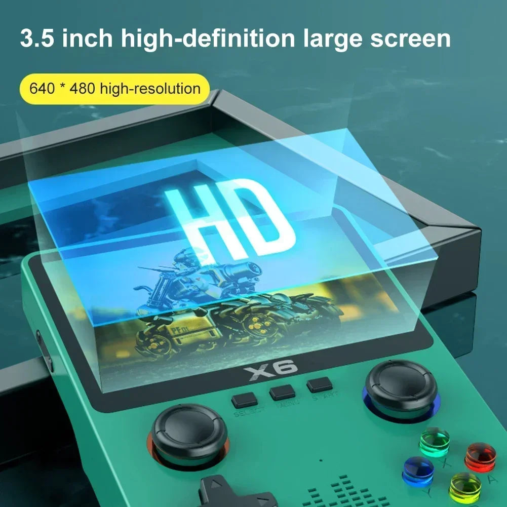 X6 Game Console Retro Video Game Console 3.5/4'' IPS Screen Portable Handheld Game Player 10000+ Classic Games Children Gifts